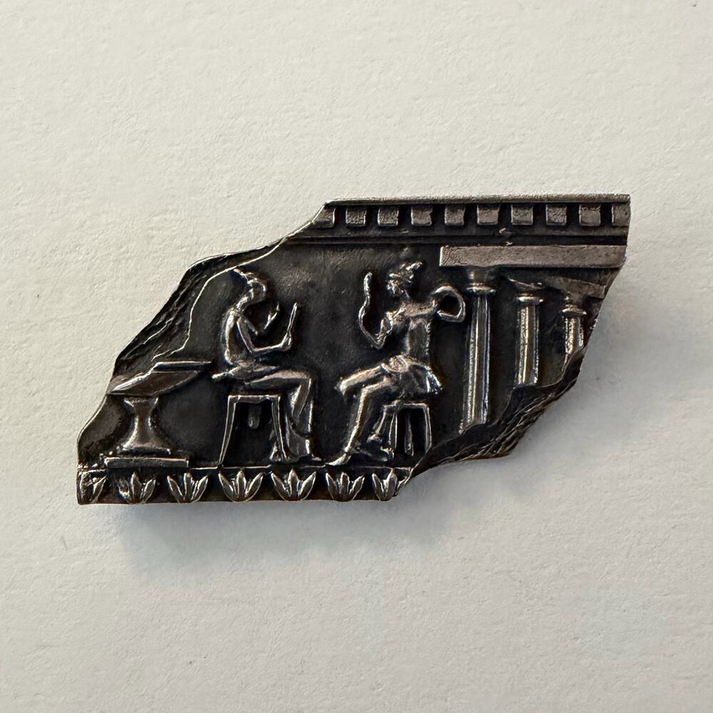 VTG 800 Silver Brooch Classical Figural Scene Pin Greco Roman Style 0.3oz 2x1"